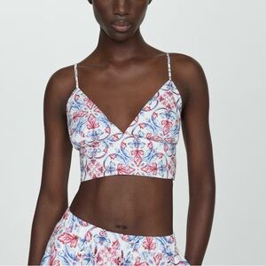 Mango Crop Top Adjustable Strap Stretch Boho Size Medium